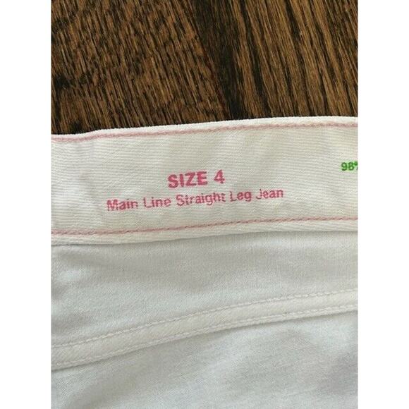 Lilly Pulitzer Main Line Straight Leg Jeans Mid Rise Pockets Denim White Size 4 - Picture 7 of 15